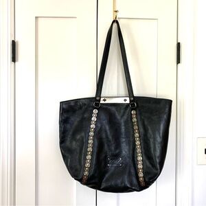 Patricia Nash Black Benvenuto Large Leather Tote